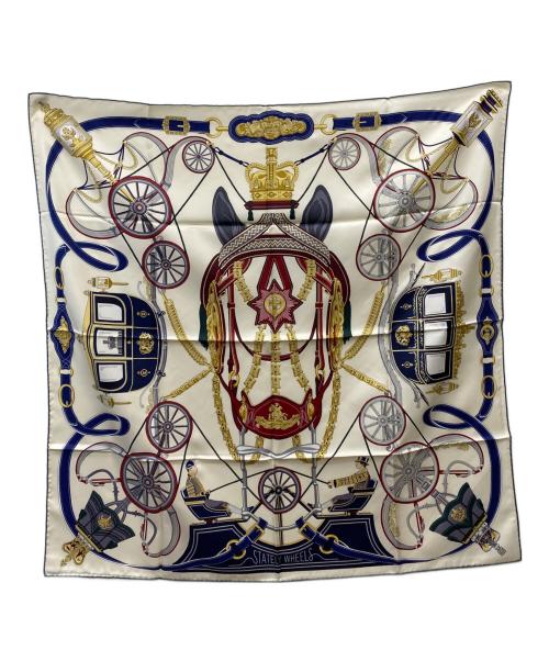 HERMES（エルメス）HERMES (エルメス) STATELY WHEELS カレ90 クレームの古着・服飾アイテム