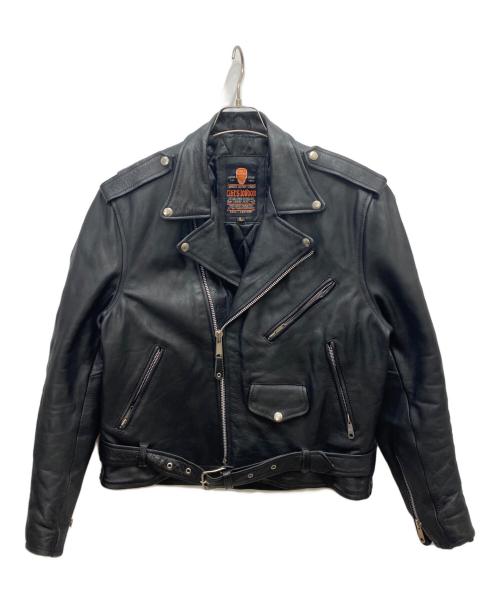 CUIRS LONDON（キュイーロンドン）CUIRS LONDON (キュイーロンドン) レザーダブルライダースジャケット ブラック サイズ:Lの古着・服飾アイテム