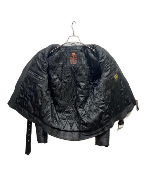 CUIRS LONDON（キュイーロンドン）CUIRS LONDON (キュイーロンドン) レザーダブルライダースジャケット ブラック サイズ:Lの古着・服飾アイテム