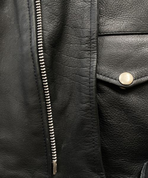 CUIRS LONDON（キュイーロンドン）CUIRS LONDON (キュイーロンドン) レザーダブルライダースジャケット ブラック サイズ:Lの古着・服飾アイテム