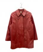 HERMESエルメス）の古着「チンスト付きラムレザーステンカラーコート」｜レッド
