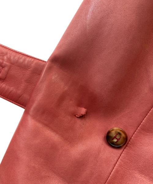 HERMES（エルメス）HERMES (エルメス) チンスト付きラムレザーステンカラーコート レッド サイズ:40の古着・服飾アイテム