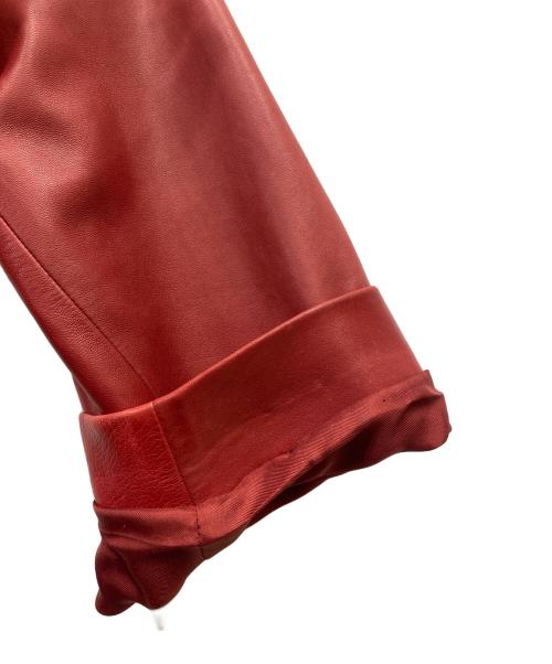 HERMES（エルメス）HERMES (エルメス) チンスト付きラムレザーステンカラーコート レッド サイズ:40の古着・服飾アイテム