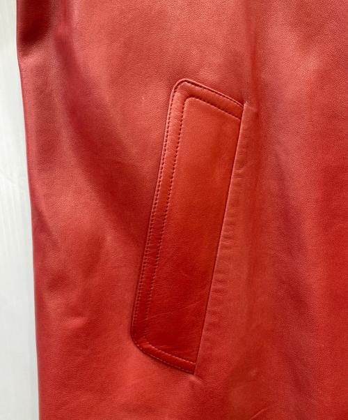 HERMES（エルメス）HERMES (エルメス) チンスト付きラムレザーステンカラーコート レッド サイズ:40の古着・服飾アイテム