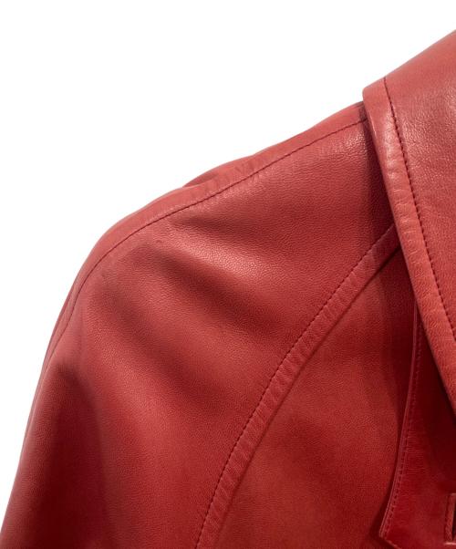 HERMES（エルメス）HERMES (エルメス) チンスト付きラムレザーステンカラーコート レッド サイズ:40の古着・服飾アイテム