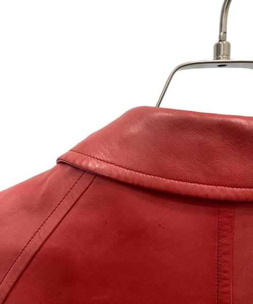 HERMES（エルメス）HERMES (エルメス) チンスト付きラムレザーステンカラーコート レッド サイズ:40の古着・服飾アイテム