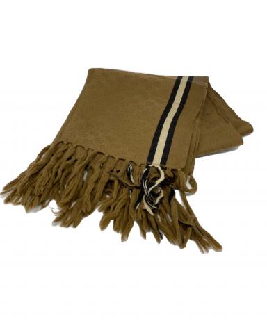 中古・古着通販】GUCCI (グッチ) フリンジGG柄ウールマフラー ブラウン