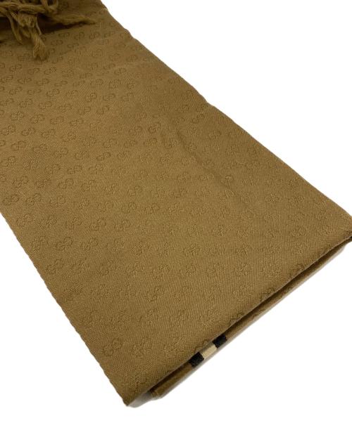 GUCCI（グッチ）GUCCI (グッチ) フリンジGG柄ウールマフラー ブラウンの古着・服飾アイテム