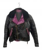 FourSpeed Leathersフォースピードレザーズ）の古着「ムートン襟パデッドライダースジャケット」｜ブラック