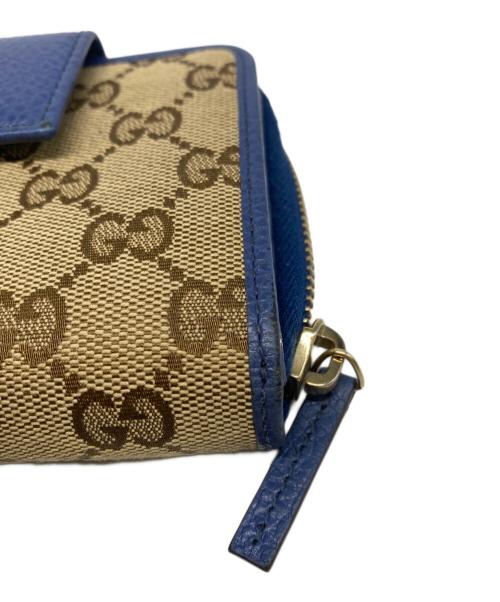 GUCCI（グッチ）GUCCI (グッチ) ラウンドジップウォレット ブルーの古着・服飾アイテム