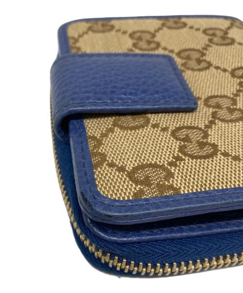 GUCCI（グッチ）GUCCI (グッチ) ラウンドジップウォレット ブルーの古着・服飾アイテム