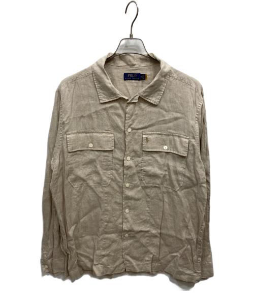 POLO RALPH LAUREN（ポロ・ラルフローレン）POLO RALPH LAUREN (ポロ・ラルフローレン) 長袖リネンシャツ ベージュ サイズ:Mの古着・服飾アイテム