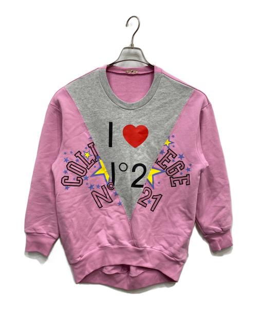 N°21 numero ventuno（ヌメロヴェントゥーノ）N°21 NUMERO VENTUNO (ヌメロヴェントゥーノ) プリントスウェット ピンク サイズ:16の古着・服飾アイテム