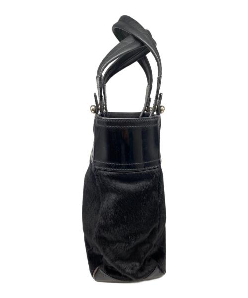 CHANEL（シャネル）CHANEL (シャネル) ハラコ×パテントレザー トートバッグ ブラックの古着・服飾アイテム
