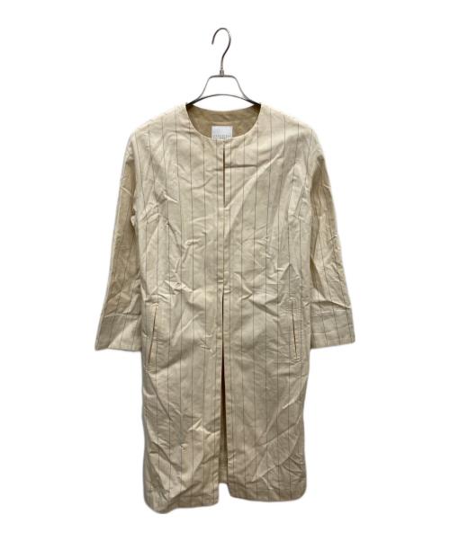 MACKINTOSH PHILOSOPHY（マッキントッシュ フィロソフィー）MACKINTOSH PHILOSOPHY (マッキントッシュ フィロソフィー) リネン混ノーカラーコート ベージュ サイズ:38の古着・服飾アイテム