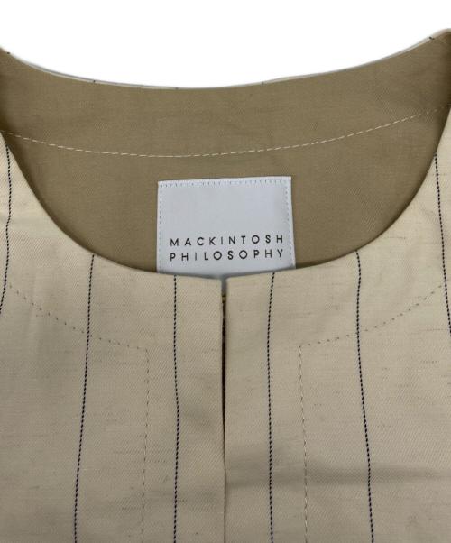 MACKINTOSH PHILOSOPHY（マッキントッシュ フィロソフィー）MACKINTOSH PHILOSOPHY (マッキントッシュ フィロソフィー) リネン混ノーカラーコート ベージュ サイズ:38の古着・服飾アイテム