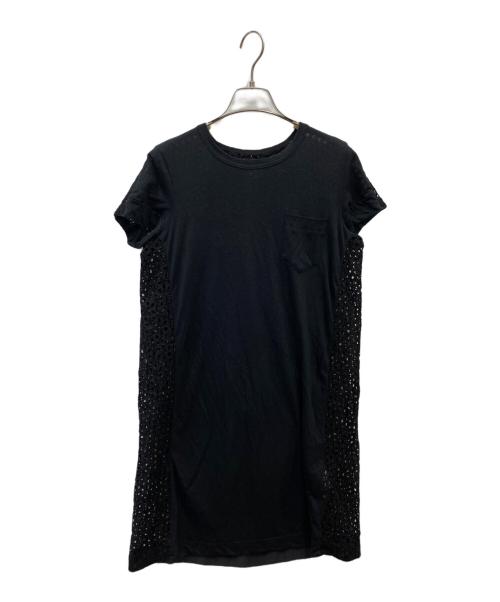 sacai（サカイ）sacai (サカイ) リネン混半袖 カットワーク切替 ワンピース ブラック サイズ:3の古着・服飾アイテム