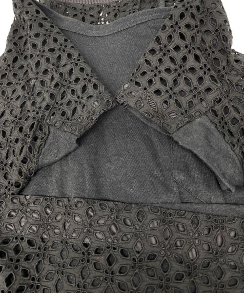 sacai（サカイ）sacai (サカイ) リネン混半袖 カットワーク切替 ワンピース ブラック サイズ:3の古着・服飾アイテム