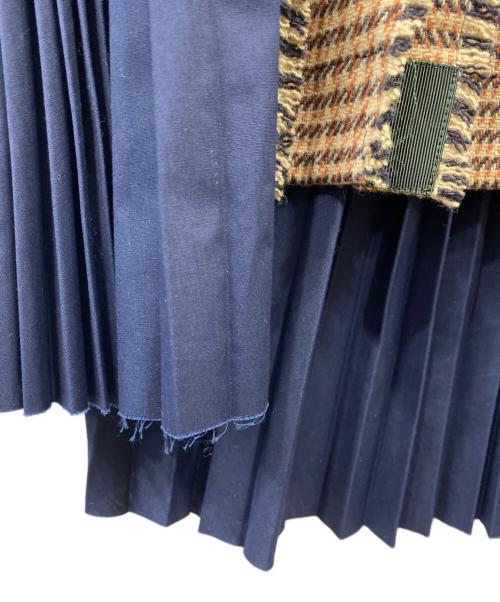 sacai（サカイ）sacai (サカイ) チェック柄ツイード プリーツラップ スカート ブラウン サイズ:1の古着・服飾アイテム