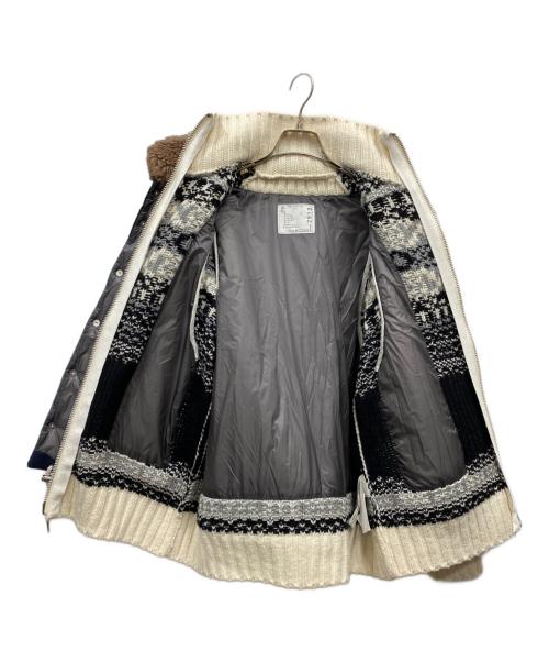 sacai（サカイ）sacai (サカイ) パッテッドベスト切替ニットジャケット グレー×ホワイト サイズ:2の古着・服飾アイテム