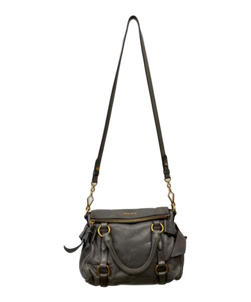 MIU MIU（ミュウミュウ）MIU MIU (ミュウミュウ) 2WAYサイドリボンバッグ グレーの古着・服飾アイテム