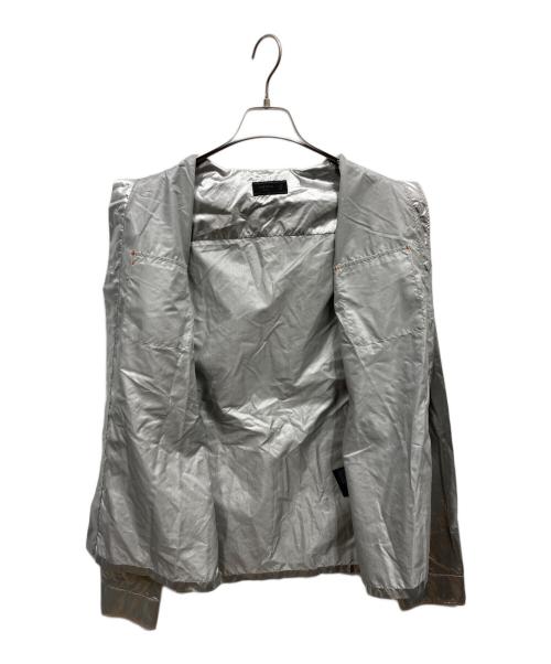 PRADA（プラダ）PRADA (プラダ) コーティングステッチシャツ シルバー×オレンジ サイズ:41の古着・服飾アイテム