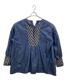 Ripo trenta anni（リポトレンタアンニ）の古着「長袖ブラウス」｜インディゴ