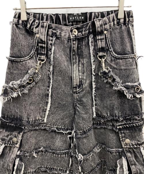 REFLEM（レフレム）REFLEM (レフレム) デザインデニムパンツ ブラック サイズ:FREEの古着・服飾アイテム