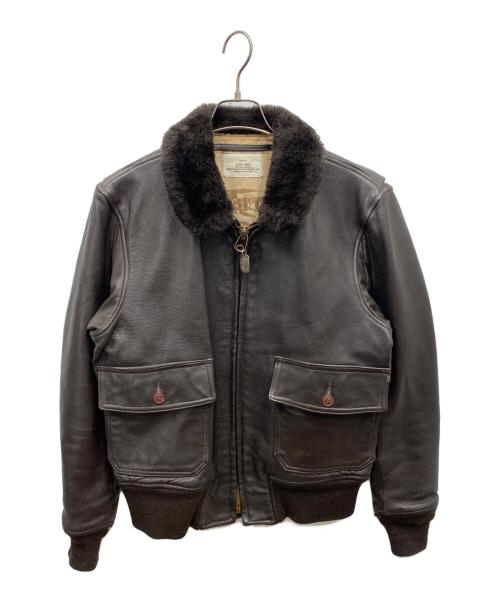 cooper（クーパー）cooper (クーパー) A-2レザーフライトジャケット ブラウン サイズ:40Rの古着・服飾アイテム