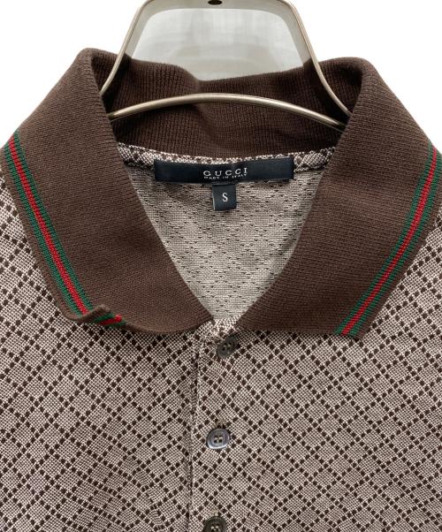GUCCI（グッチ）GUCCI (グッチ) シェリーラインポロシャツ ブラウン サイズ:Sの古着・服飾アイテム