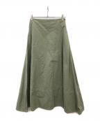 MADISON BLUEマディソンブルー）の古着「バックサテンマキシフレアスカート」｜カーキ