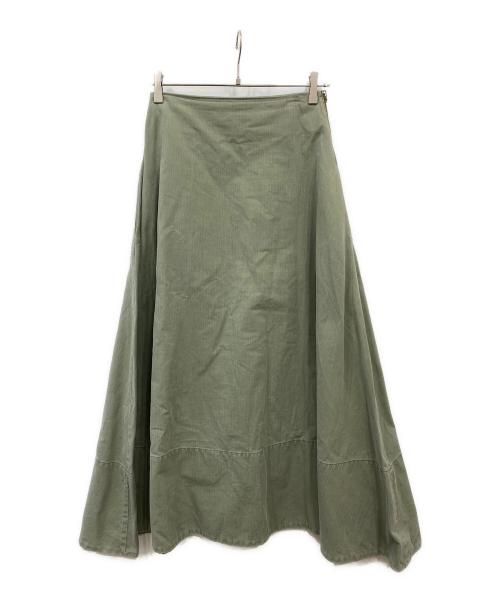 MADISON BLUE（マディソンブルー）MADISON BLUE (マディソンブルー) バックサテンマキシフレアスカート カーキ サイズ:2の古着・服飾アイテム