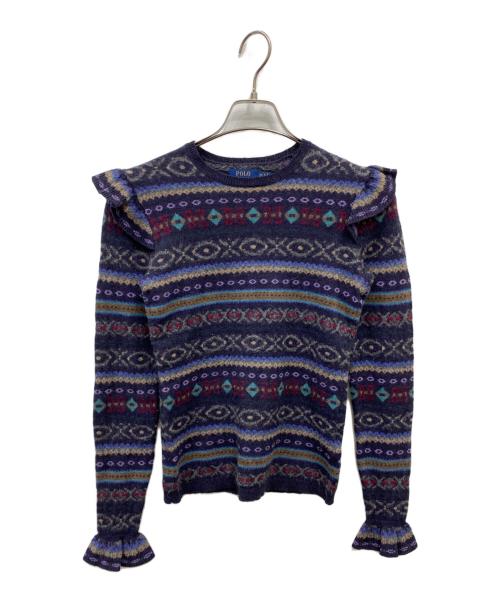 POLO RALPH LAUREN（ポロ・ラルフローレン）POLO RALPH LAUREN (ポロ・ラルフローレン) フリルニット ネイビー サイズ:XSの古着・服飾アイテム