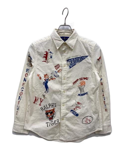 POLO RALPH LAUREN（ポロ・ラルフローレン）POLO RALPH LAUREN (ポロ・ラルフローレン) デザインコーデュロイシャツ ホワイト サイズ:キッズLの古着・服飾アイテム