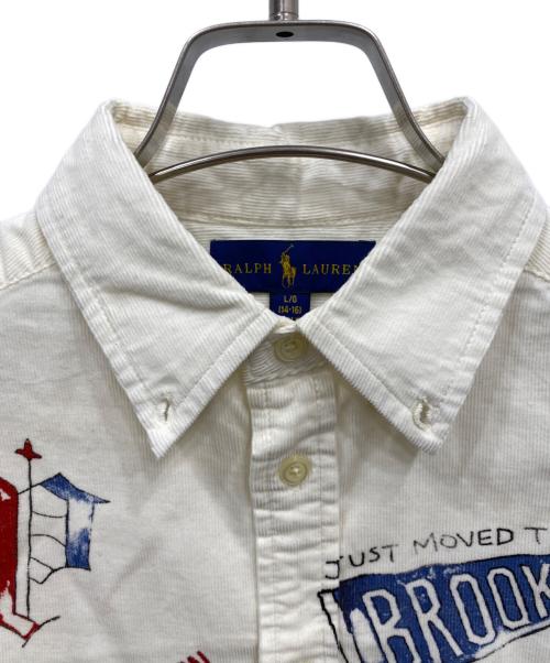 POLO RALPH LAUREN（ポロ・ラルフローレン）POLO RALPH LAUREN (ポロ・ラルフローレン) デザインコーデュロイシャツ ホワイト サイズ:キッズLの古着・服飾アイテム