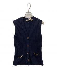 CELINE（セリーヌ）の古着「トリオンフロゴボタンニットベスト」｜ネイビー
