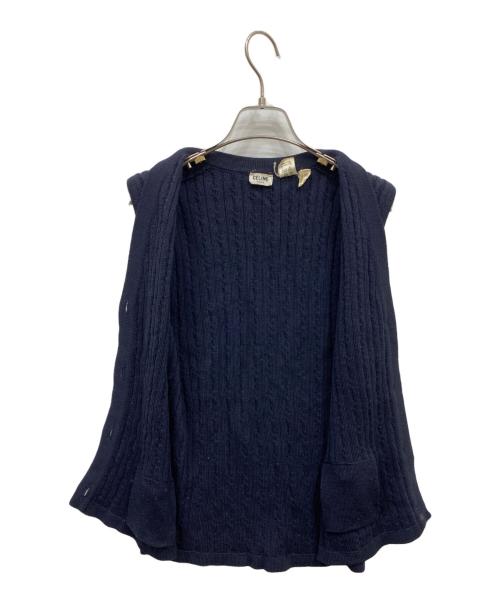 CELINE（セリーヌ）CELINE (セリーヌ) トリオンフロゴボタンニットベスト ネイビー サイズ:Lの古着・服飾アイテム
