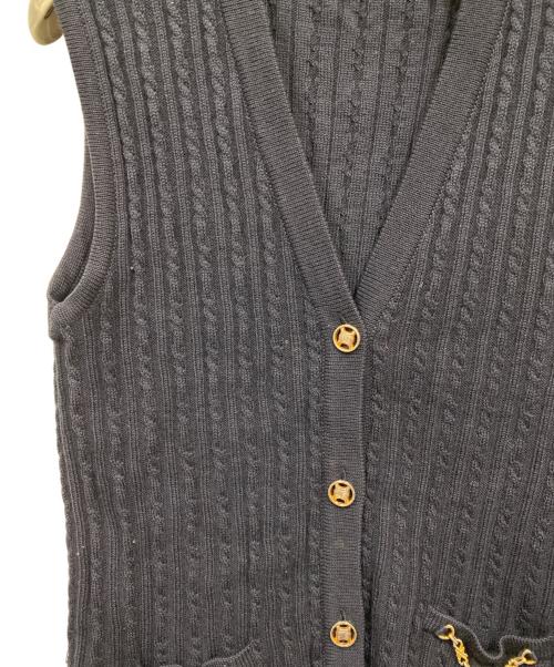 CELINE（セリーヌ）CELINE (セリーヌ) トリオンフロゴボタンニットベスト ネイビー サイズ:Lの古着・服飾アイテム