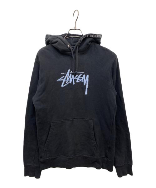 stussy（ステューシー）stussy (ステューシー) ロゴ刺繍パーカー ブラック サイズ:Mの古着・服飾アイテム