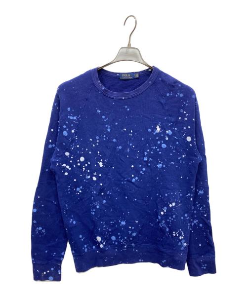 POLO RALPH LAUREN（ポロ・ラルフローレン）POLO RALPH LAUREN (ポロ・ラルフローレン) スプラッシュペイントデザインスウェット ブルー サイズ:Lの古着・服飾アイテム