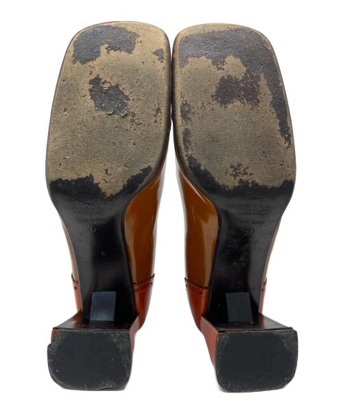 PRADA（プラダ）PRADA (プラダ) スクエアエナメルパンプス オレンジ サイズ:37の古着・服飾アイテム