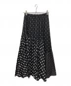BEARDSLEYビアズリー）の古着「ドットパッチワークロングスカート」｜ブラック
