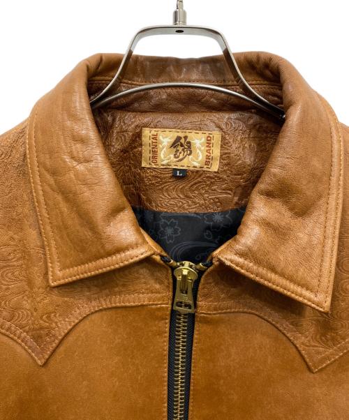 NISHIKI（錦）nishiki (錦) エンボスレザージャケット ブラウン サイズ:Lの古着・服飾アイテム