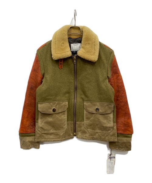 Schott（ショット）Schott (ショット) ANJ4 メルトンレザージャケット カーキ サイズ:Mの古着・服飾アイテム