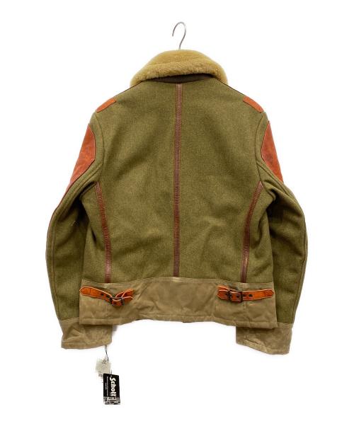 Schott（ショット）Schott (ショット) ANJ4 メルトンレザージャケット カーキ サイズ:Mの古着・服飾アイテム