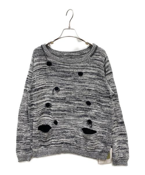 慈雨（ジウ）慈雨 (ジウ) ニット ホワイト×ブラック サイズ:40の古着・服飾アイテム
