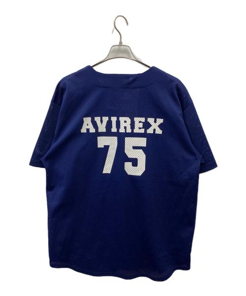 AVIREX（アヴィレックス）AVIREX (アヴィレックス) ベースボールシャツ ブルー サイズ:XXLの古着・服飾アイテム