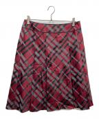BURBERRY LONDONバーバリーロンドン）の古着「チェックスカート」｜レッド