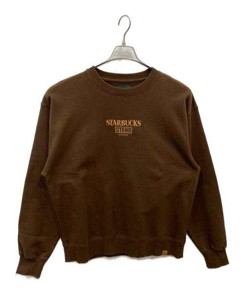BEAMS（ビームス）BEAMS (ビームス) STARBUCKS COFFEE (スターバックスコーヒー) クルーネックスウェット ブラウン サイズ:Lの古着・服飾アイテム