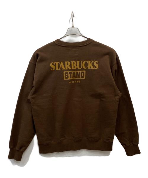 BEAMS（ビームス）BEAMS (ビームス) STARBUCKS COFFEE (スターバックスコーヒー) クルーネックスウェット ブラウン サイズ:Lの古着・服飾アイテム